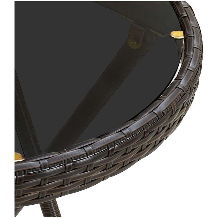 Soffbord brun 60 cm konstrotting och härdat glas vidaXL – bild 4