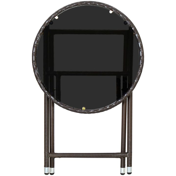 Soffbord brun 60 cm konstrotting och härdat glas vidaXL – bild 5