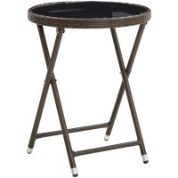 Soffbord brun 60 cm konstrotting och härdat glas vidaXL