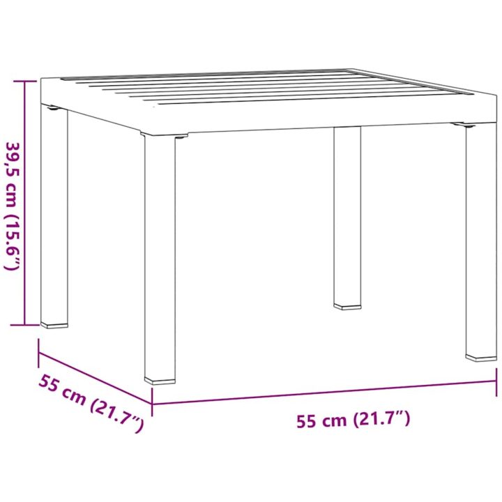 Soffbord för trädgård svart 55x55x39,5 cm pulverlackerat stål vidaXL – bild 6