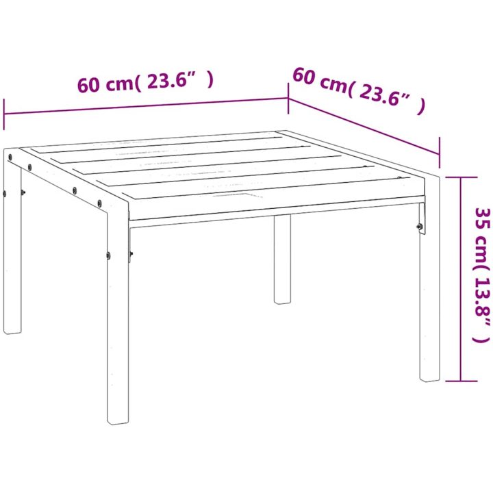 Soffbord för trädgården svart 60x60x35 cm stål vidaXL – bild 5