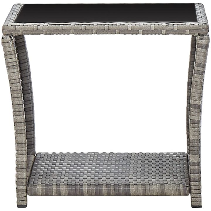 Soffbord grå 45x45x40 cm konstrotting och glas vidaXL – bild 2