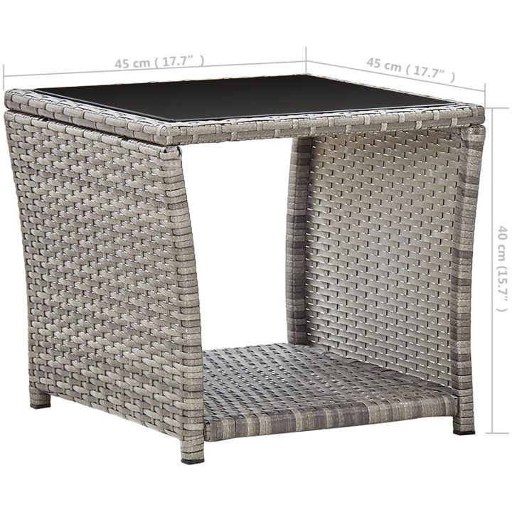 Soffbord grå 45x45x40 cm konstrotting och glas vidaXL – bild 5