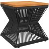 Soffbord med trådfot svart 38x38x38 cm massivt akaciaträ vidaXL – miniatyr 2