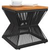 Soffbord med trådfot svart 38x38x38 cm massivt akaciaträ vidaXL – miniatyr 4