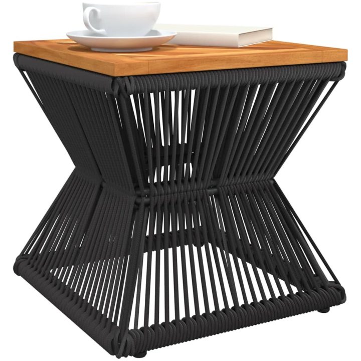 Soffbord med trådfot svart 38x38x38 cm massivt akaciaträ vidaXL – bild 4