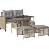 Soffgrupp för trädgård dynor 4 delar beige konstrotting glas vidaXL – miniatyr 2