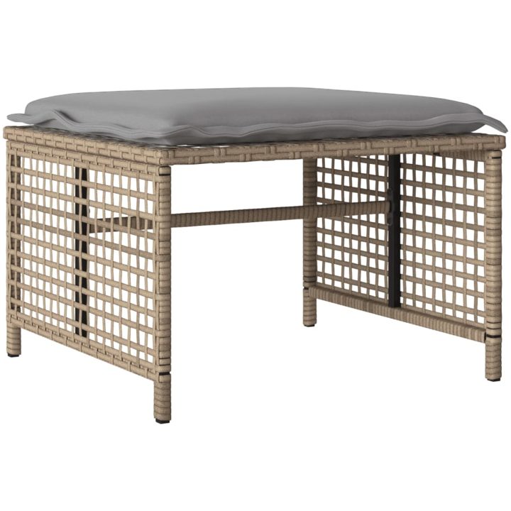 Soffgrupp för trädgård dynor 4 delar beige konstrotting glas vidaXL – bild 6