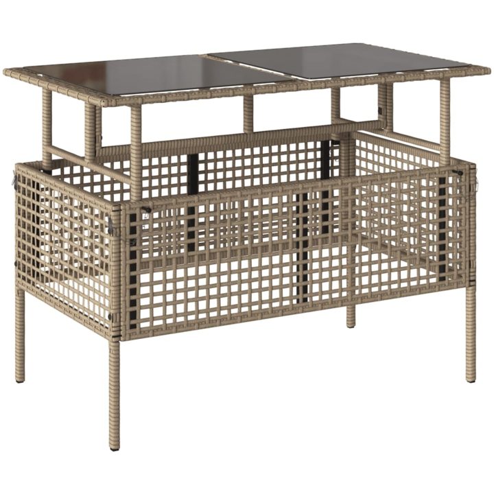 Soffgrupp för trädgård dynor 4 delar beige konstrotting glas vidaXL – bild 8