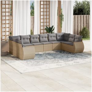 Soffgrupp för trädgård med dynor 10 delar beige konstrotting vidaXL