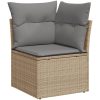 Soffgrupp för trädgård med dynor 12 delar mixbeige konstrotting vidaXL – miniatyr 4