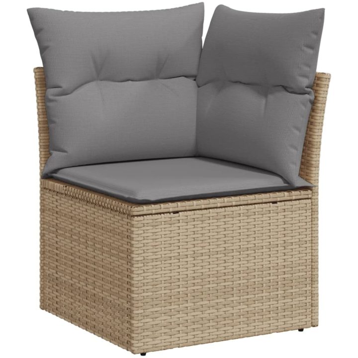 Soffgrupp för trädgård med dynor 14 delar mixbeige konstrotting vidaXL – bild 4