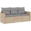 Soffgrupp för trädgård med dynor 3 delar mixbeige konstrotting vidaXL – miniatyr 2