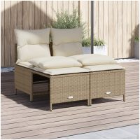 Soffgrupp för trädgård med dynor 4 delar beige konstrotting vidaXL