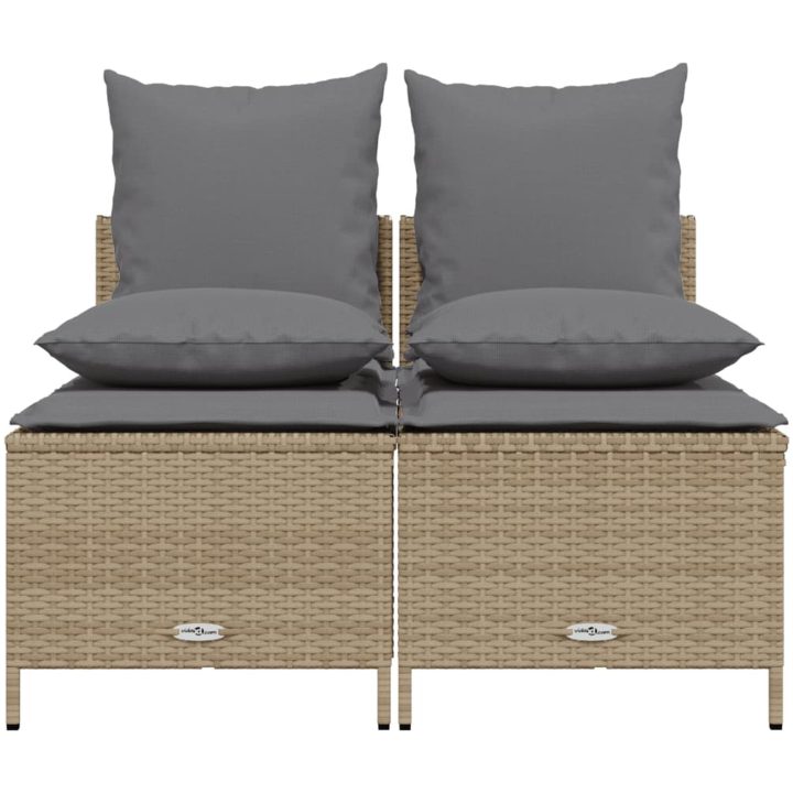 Soffgrupp för trädgård med dynor 4 delar beige konstrotting vidaXL – bild 3