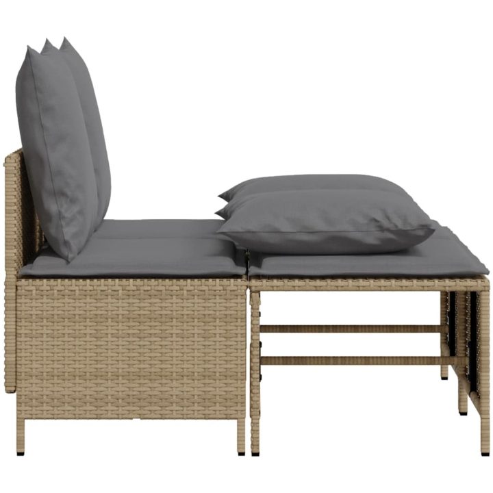 Soffgrupp för trädgård med dynor 4 delar beige konstrotting vidaXL – bild 4