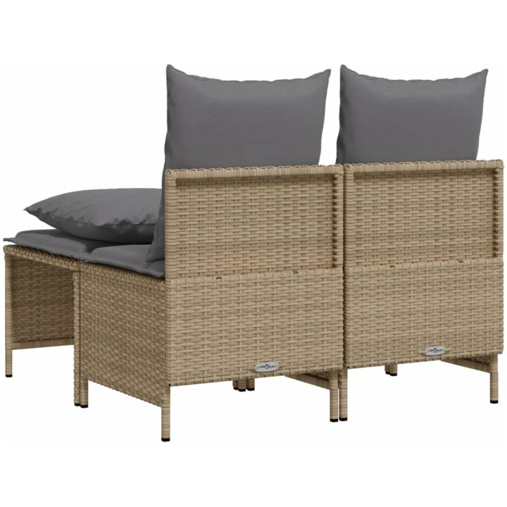 Soffgrupp för trädgård med dynor 4 delar beige konstrotting vidaXL – bild 5