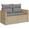 Soffgrupp för trädgård med dynor 5 delar mixbeige konstrotting vidaXL – miniatyr 5