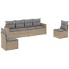 Soffgrupp för trädgård med dynor 6 delar mixbeige konstrotting vidaXL – miniatyr 2