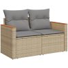 Soffgrupp för trädgård med dynor 6 delar mixbeige konstrotting vidaXL – miniatyr 3