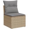 Soffgrupp för trädgård med dynor 6 delar mixbeige konstrotting vidaXL – miniatyr 4