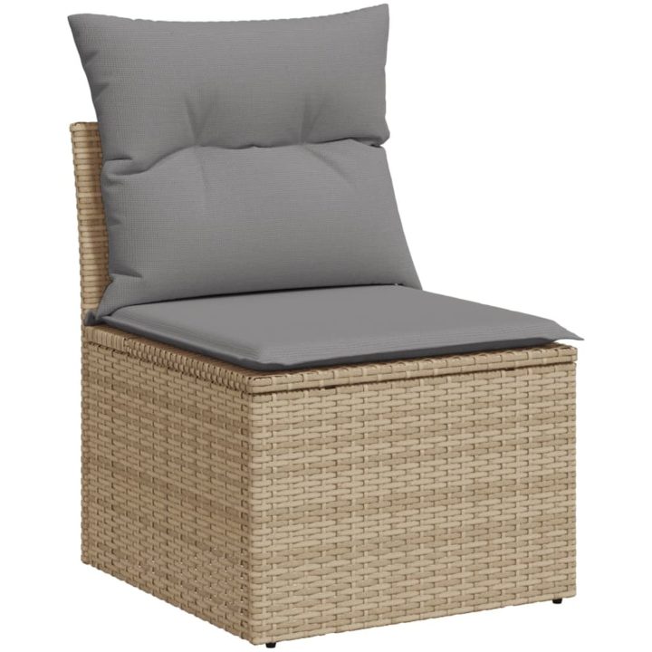 Soffgrupp för trädgård med dynor 6 delar mixbeige konstrotting vidaXL – bild 4