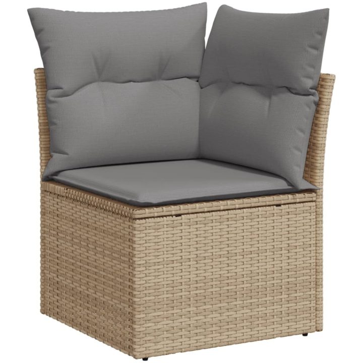 Soffgrupp för trädgård med dynor 8 delar mixbeige konstrotting vidaXL – bild 3
