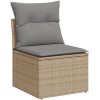 Soffgrupp för trädgård med dynor 8 delar mixbeige konstrotting vidaXL – miniatyr 4