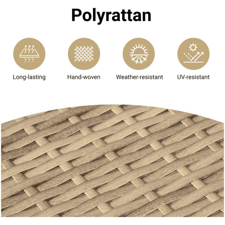 Soffgrupp för trädgård med dynor 9 delar mixbeige konstrotting vidaXL – bild 12