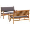 Soffgrupp för trädgård set 3 delar med dynor massivt akaciaträ vidaXL Soffbord: 75x45x38 cm, bänk: 120x64x76 cm – miniatyr 2