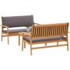 Soffgrupp för trädgård set 3 delar med dynor massivt akaciaträ vidaXL Soffbord: 75x45x38 cm, bänk: 120x64x76 cm – miniatyr 3