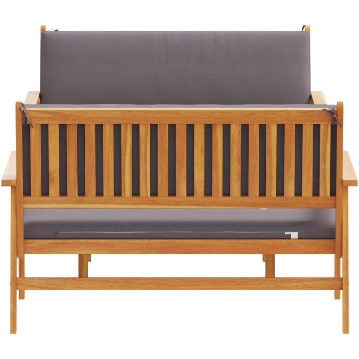 Soffgrupp för trädgård set 3 delar med dynor massivt akaciaträ vidaXL Soffbord: 75x45x38 cm, bänk: 120x64x76 cm – bild 7