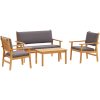 Soffgrupp för trädgård set 4 delar med dynor massivt akaciaträ vidaXL Soffbord, 75x45x38 cm – miniatyr 2
