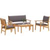 Soffgrupp för trädgård set 4 delar med dynor massivt akaciaträ vidaXL Soffbord, 75x45x38 cm – miniatyr 3