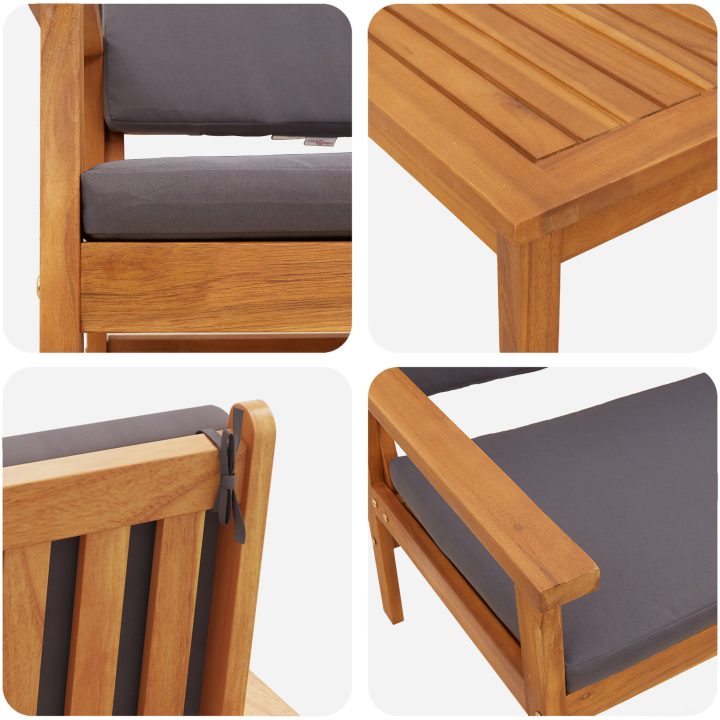 Soffgrupp för trädgård set 4 delar med dynor massivt akaciaträ vidaXL Soffbord, 75x45x38 cm – bild 10