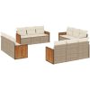 Soffgrupp för trädgården 12 delar med dynor beige konstrotting vidaXL – miniatyr 2