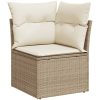 Soffgrupp för trädgården 12 delar med dynor beige konstrotting vidaXL – miniatyr 4