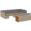 Soffgrupp för trädgården 14 delar med dynor beige konstrotting vidaXL – miniatyr 2