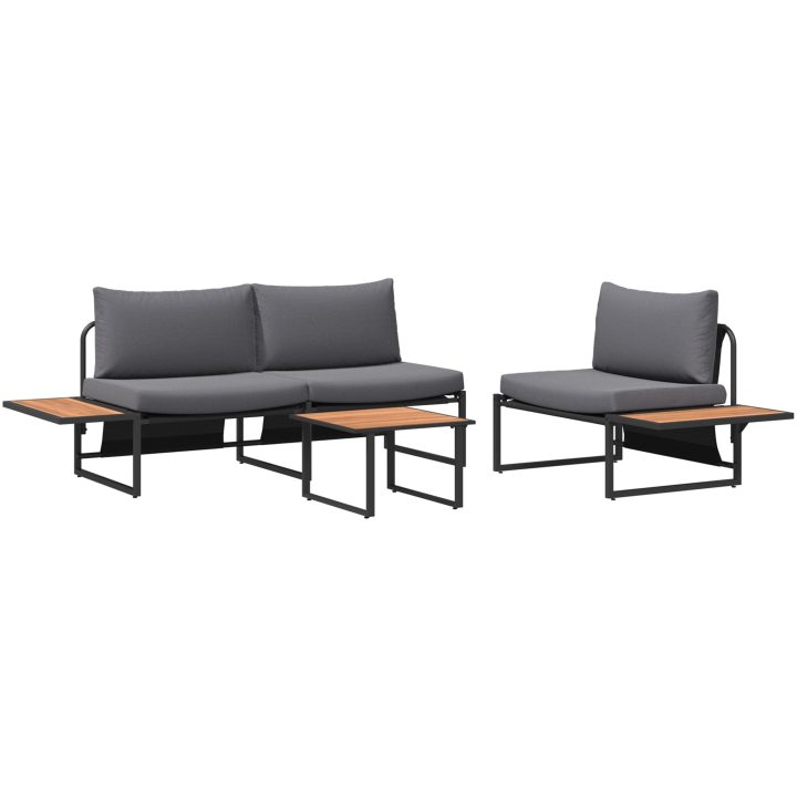 Soffgrupp för trädgården 3 delar med antracit dynor vidaXL Trädgårdsoffa, 200.5x70x68 cm, armstol utan armar – bild 2