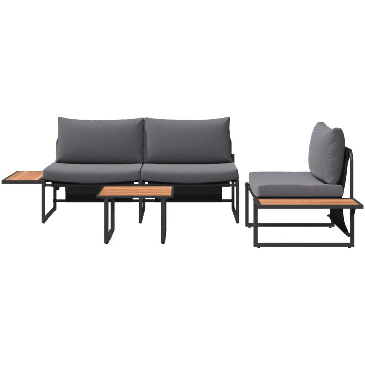 Soffgrupp för trädgården 3 delar med antracit dynor vidaXL Trädgårdsoffa, 200.5x70x68 cm, armstol utan armar – bild 8