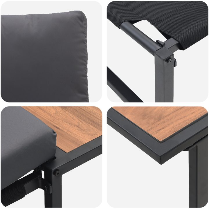Soffgrupp för trädgården 3 delar med antracit dynor vidaXL Trädgårdsoffa, 200.5x70x68 cm, armstol utan armar – bild 10