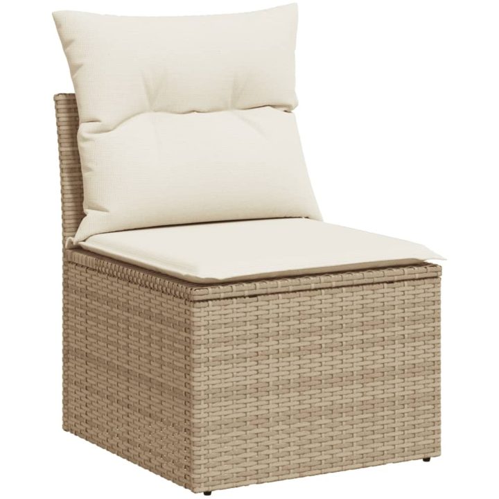 Soffgrupp för trädgården 3 delar med dynor beige konstrotting vidaXL – bild 4