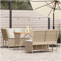 Soffgrupp för trädgården 3 delar med dynor beige konstrotting vidaXL