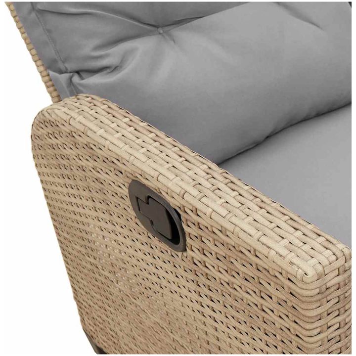 Soffgrupp för trädgården 3 delar med dynor L-formad beige vidaXL – bild 11
