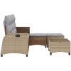 Soffgrupp för trädgården 3 delar med dynor L-formad beige vidaXL – miniatyr 5