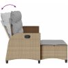 Soffgrupp för trädgården 3 delar med dynor L-formad beige vidaXL – miniatyr 7