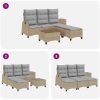 Soffgrupp för trädgården 3 delar med dynor L-formad beige vidaXL – miniatyr 8