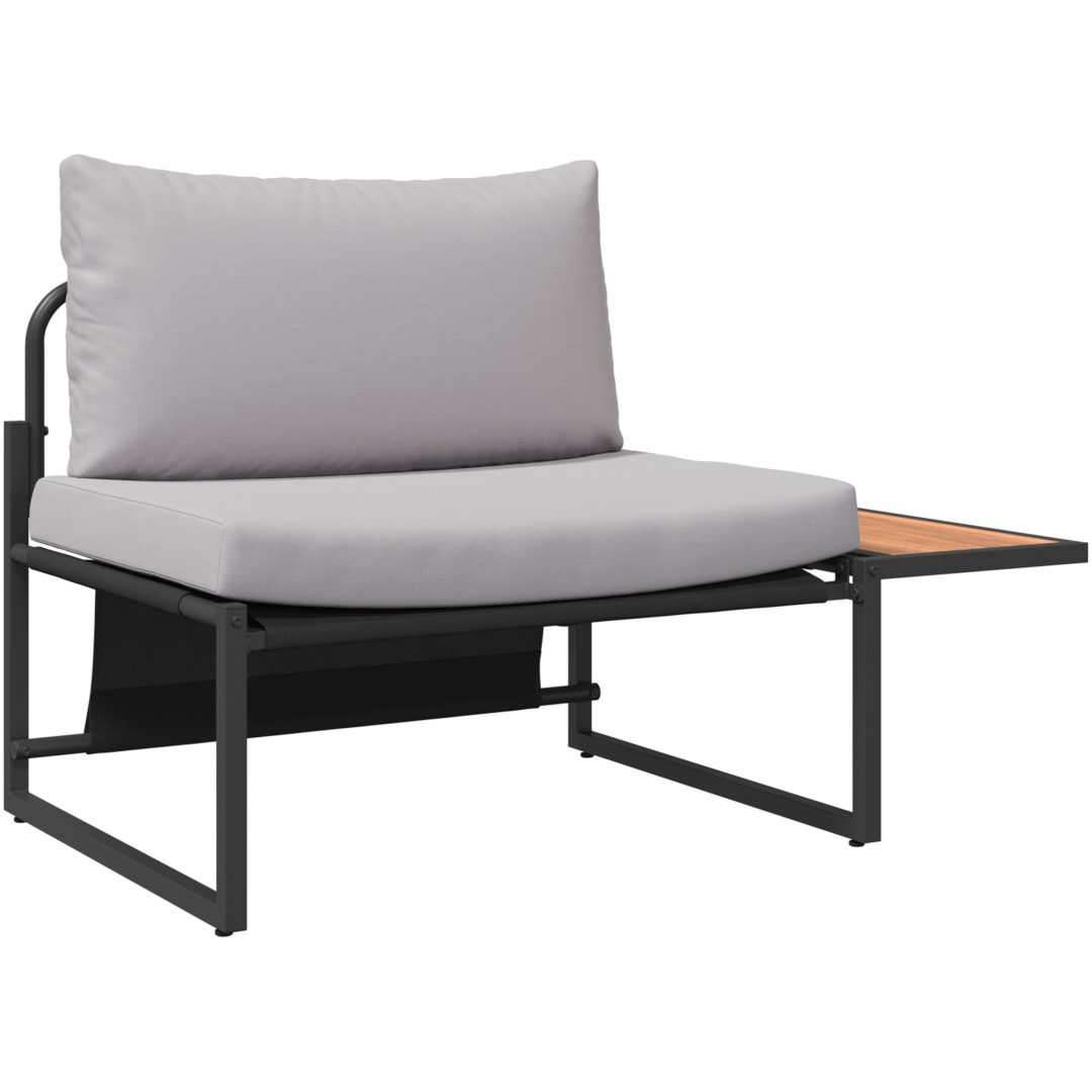 Soffgrupp för trädgården 3 delar med ljusgrå dynor vidaXL Trädgårdsoffa, 200.5x70x68 cm, armstol utan armar – bild 5