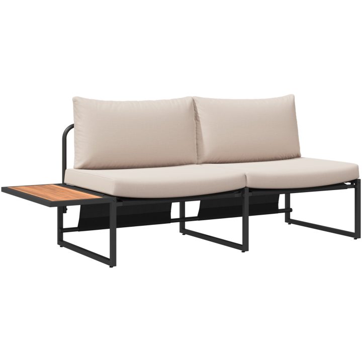 Soffgrupp för trädgården 3 delar med taupe dynor vidaXL Trädgårdsoffa, 200.5x70x68 cm, armstol utan armar – bild 5