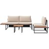 Soffgrupp för trädgården 3 delar med taupe dynor vidaXL Trädgårdsoffa, 200.5x70x68 cm, armstol utan armar – miniatyr 8